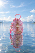 Pink Ballerina Resin Keychain | Oval Charm with Beads | Handmade Dance Gift