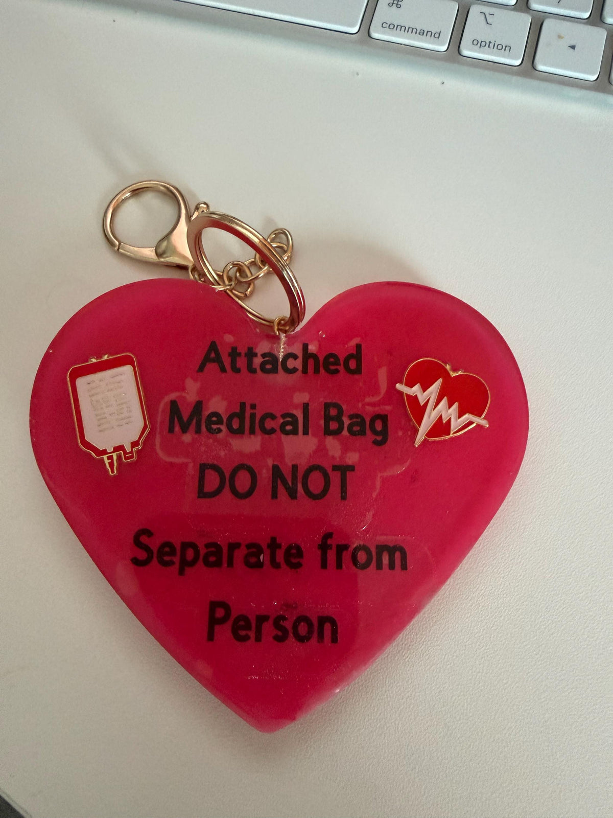 Medical Equipment Bag Tag | Handmade Resin Heart Tag | Healthcare Worker Gift